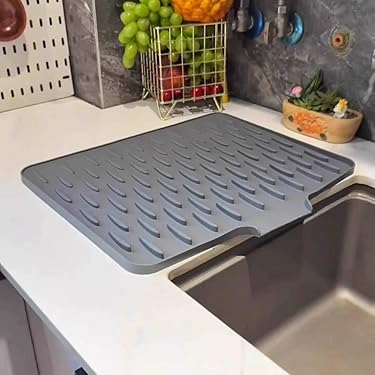 Silicone Dish Drying Mat for Kitchen Counter, Dish Drying Pad - Anti-Slip Mat