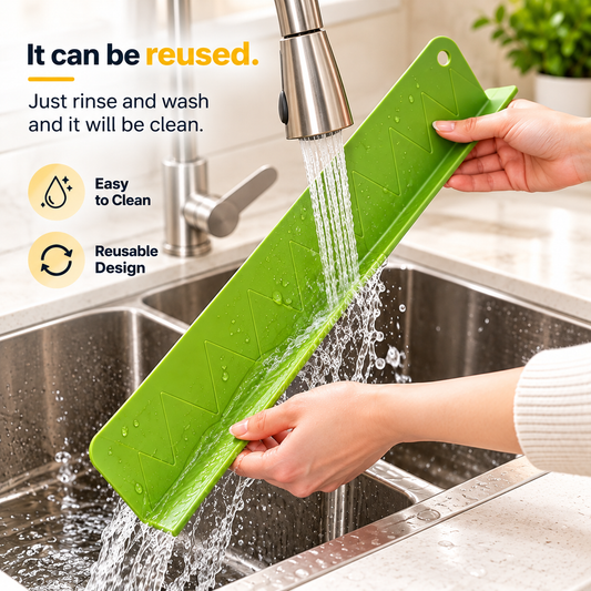 Kitchen Sink Splash Guard - Soft Silicone - Large Size - 16 Inch - Double Suction