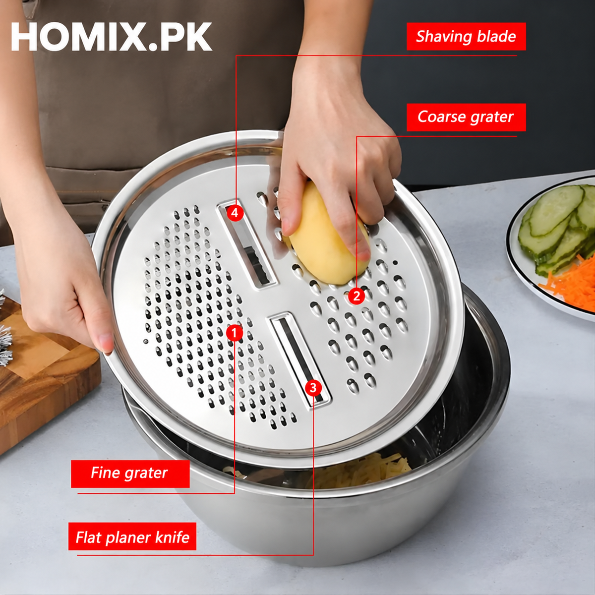 2-in-1 Colander with Grater Multi-Function Kitchen Strainer