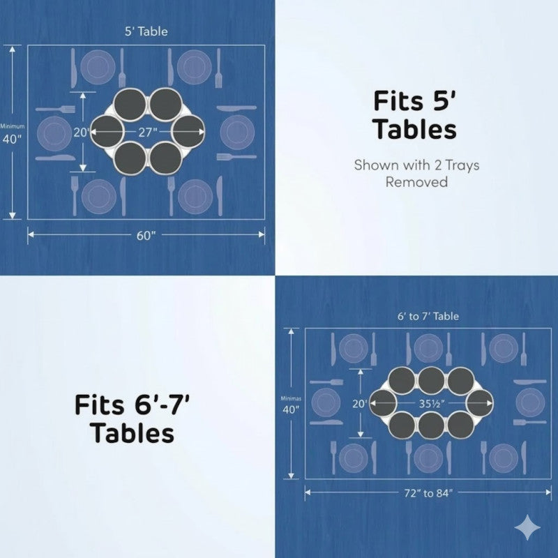 8pcs Portable Rotating Lazy Susan Tray, Kitchen Dining Table Rotating Tray Expandable Track for Kitchen and Dining Table