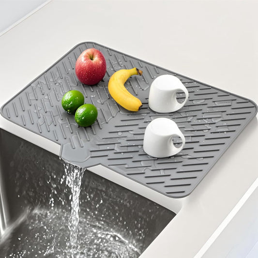 Silicone Dish Drying Mat for Kitchen Counter, Dish Drying Pad - Anti-Slip Mat