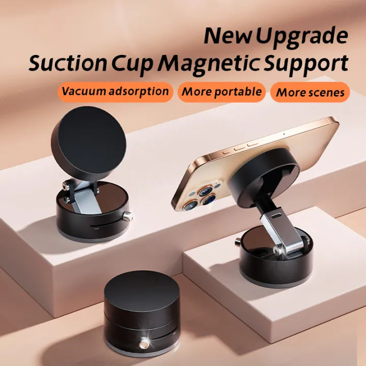 360° Rotating - Magnetic Phone Holder - Strong Vacuum Grip - For Car, Desk & Travel