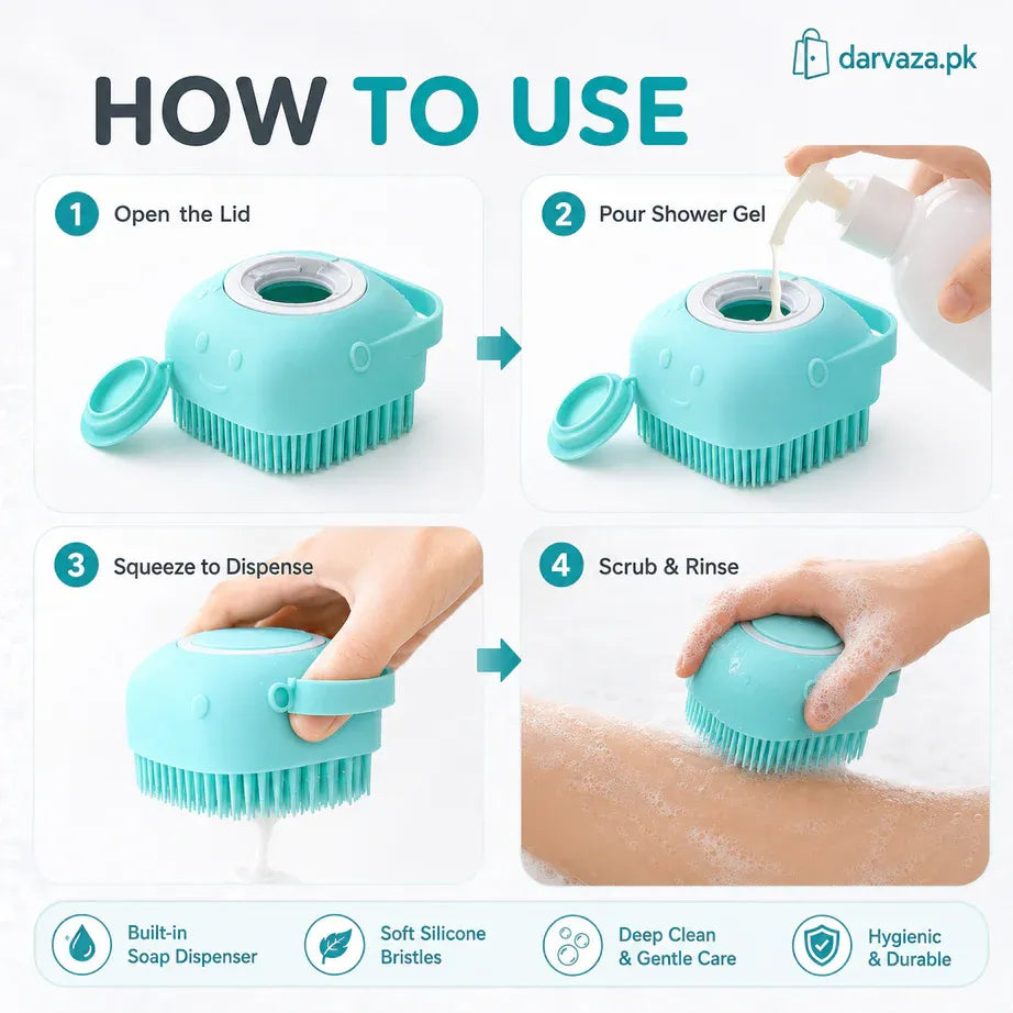 2-in-1 Silicone Bath Brush & Back Scrubber