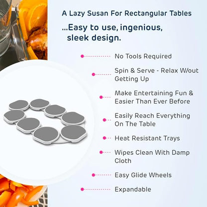 8pcs Portable Rotating Lazy Susan Tray, Kitchen Dining Table Rotating Tray Expandable Track for Kitchen and Dining Table
