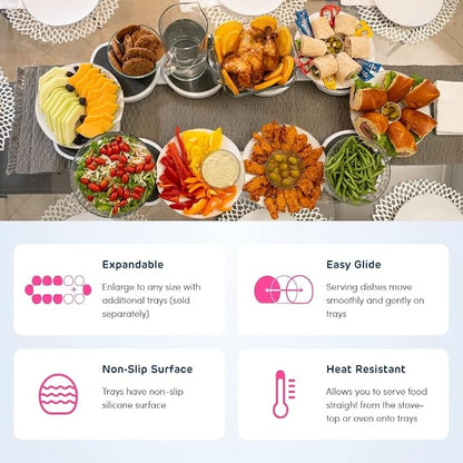 8pcs Portable Rotating Lazy Susan Tray, Kitchen Dining Table Rotating Tray Expandable Track for Kitchen and Dining Table