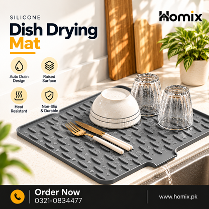 Silicone Dish Drying Mat - Anti-Slip Mat (IMPORTED - LARGE SIZE)