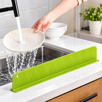 Kitchen Sink Splash Guard - Soft Silicone - Large Size - 16 Inch - Double Suction