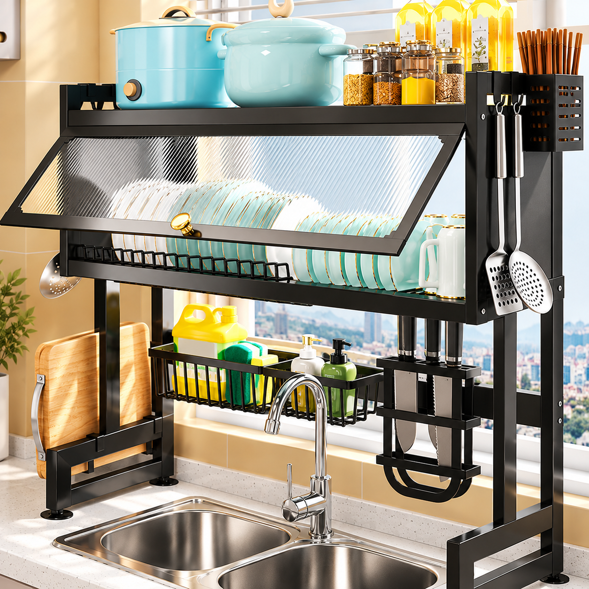 Multifunction Expandable Over Sink Rack