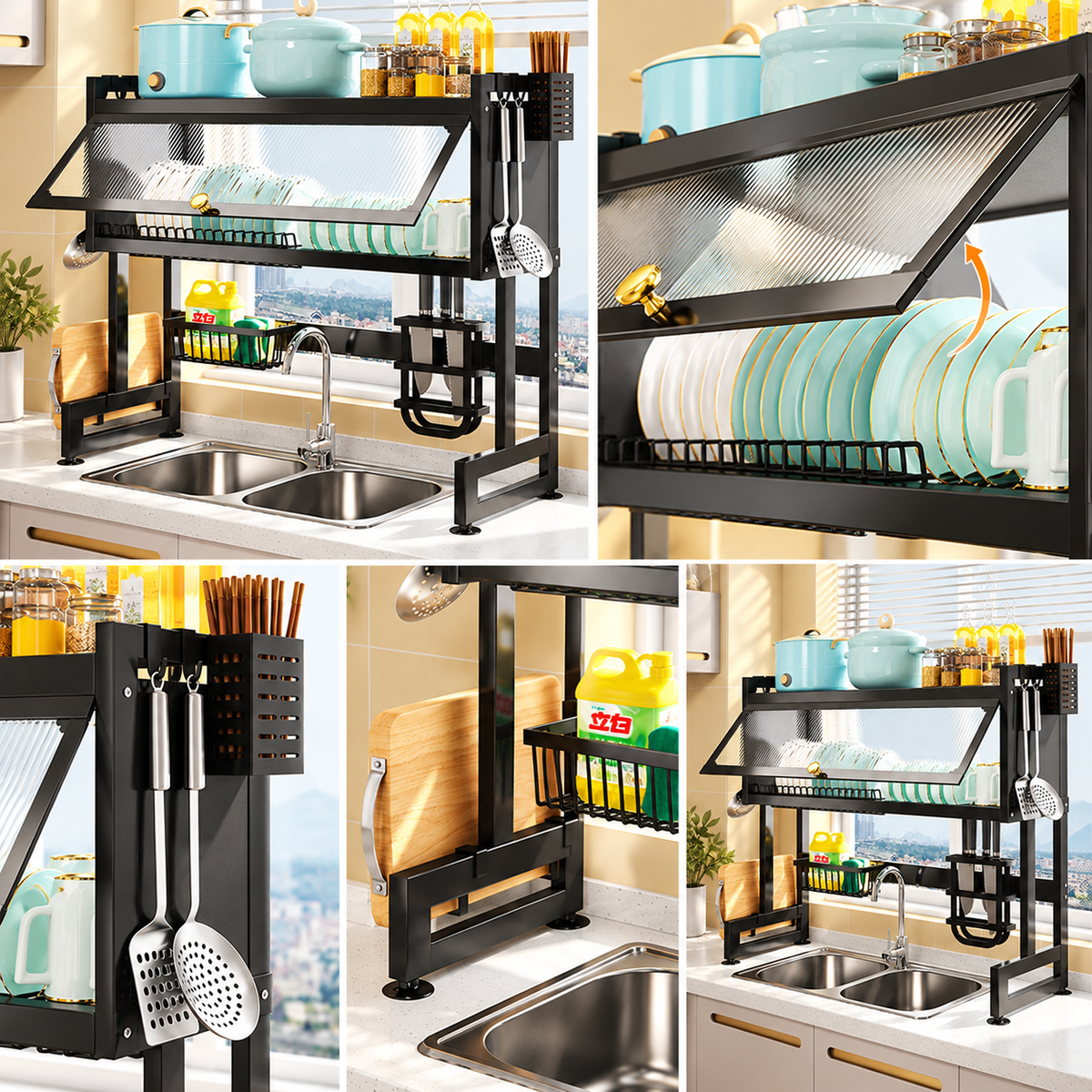 Multifunction Expandable Over Sink Rack