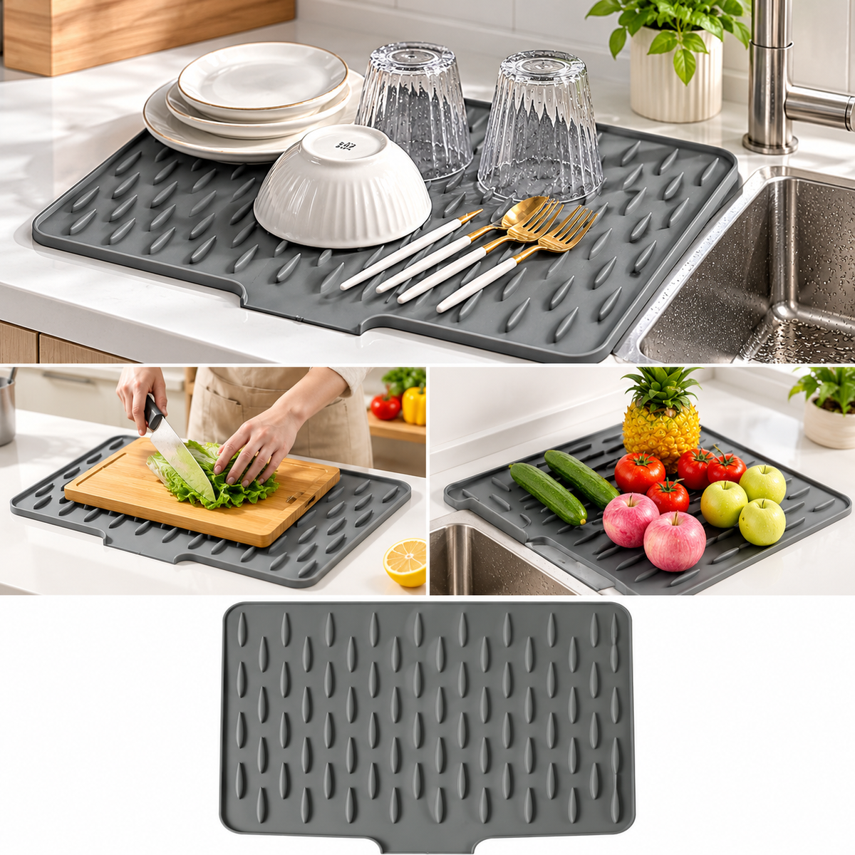 Silicone Dish Drying Mat - Anti-Slip Mat (IMPORTED - LARGE SIZE)